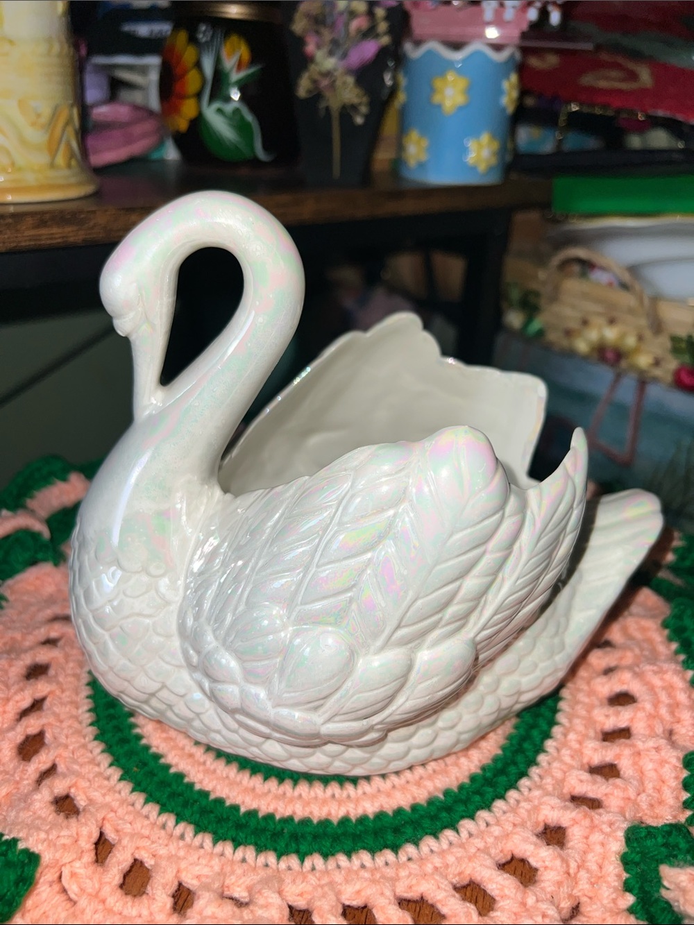 Lusterwear ceramic Swan Planter